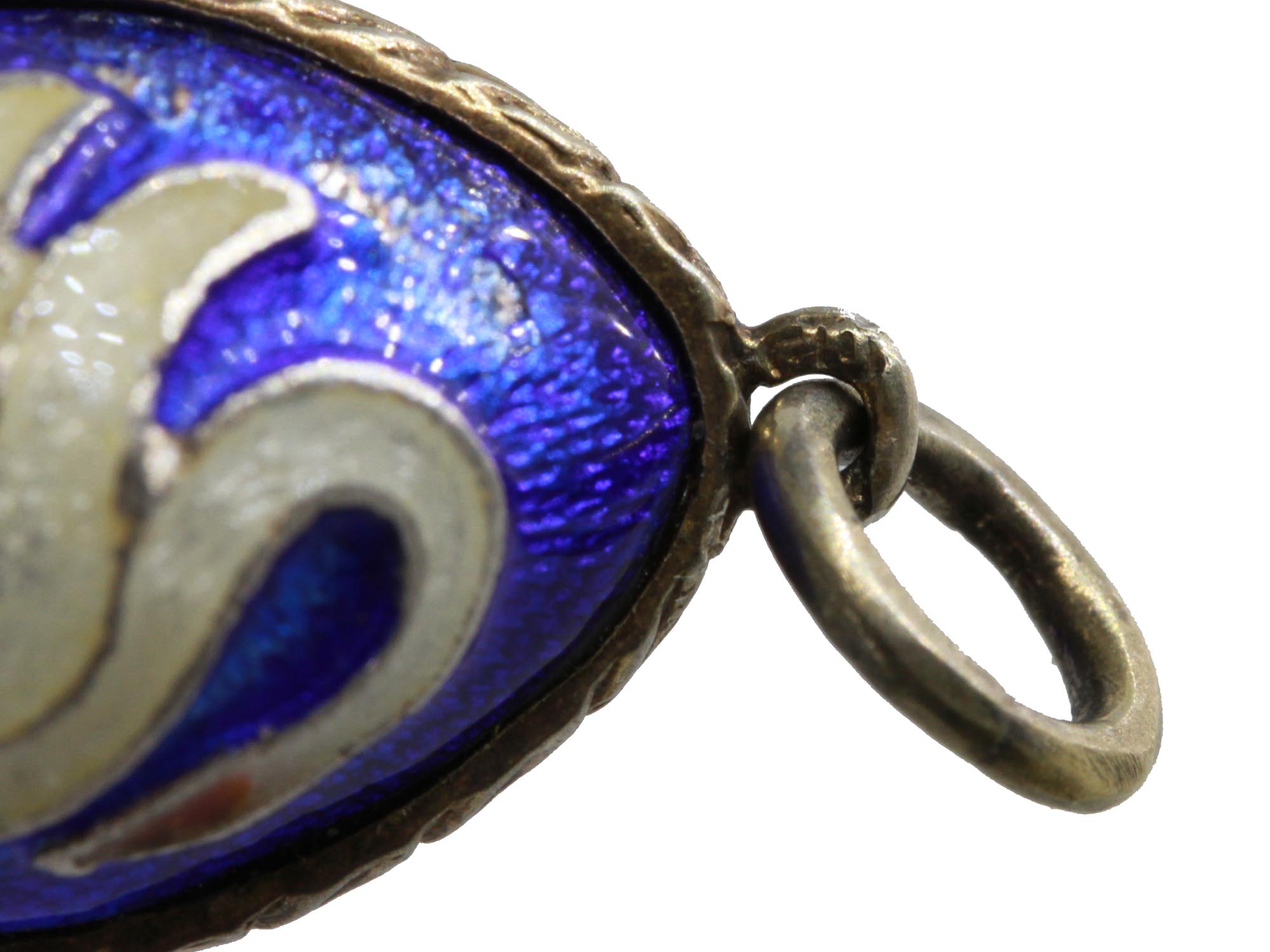 RUSSIAN SILVER AND ENAMEL SWAN EGG PENDANT PIC-7